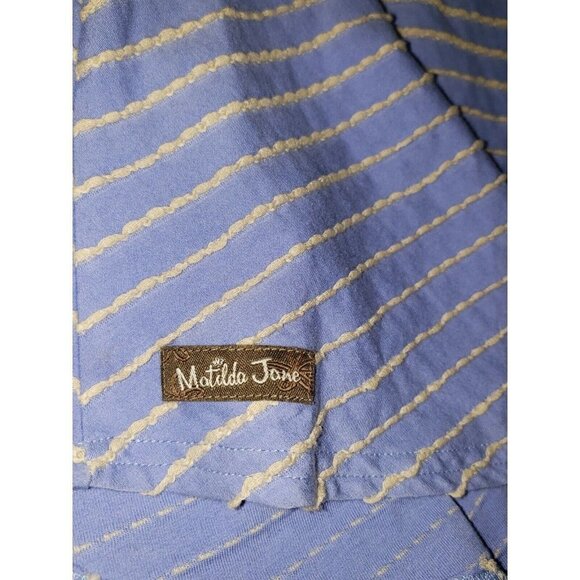 Women's MATILDA JANE Dress Exploration Blue Tan Stripes Small Knit - Picture 8 of 9